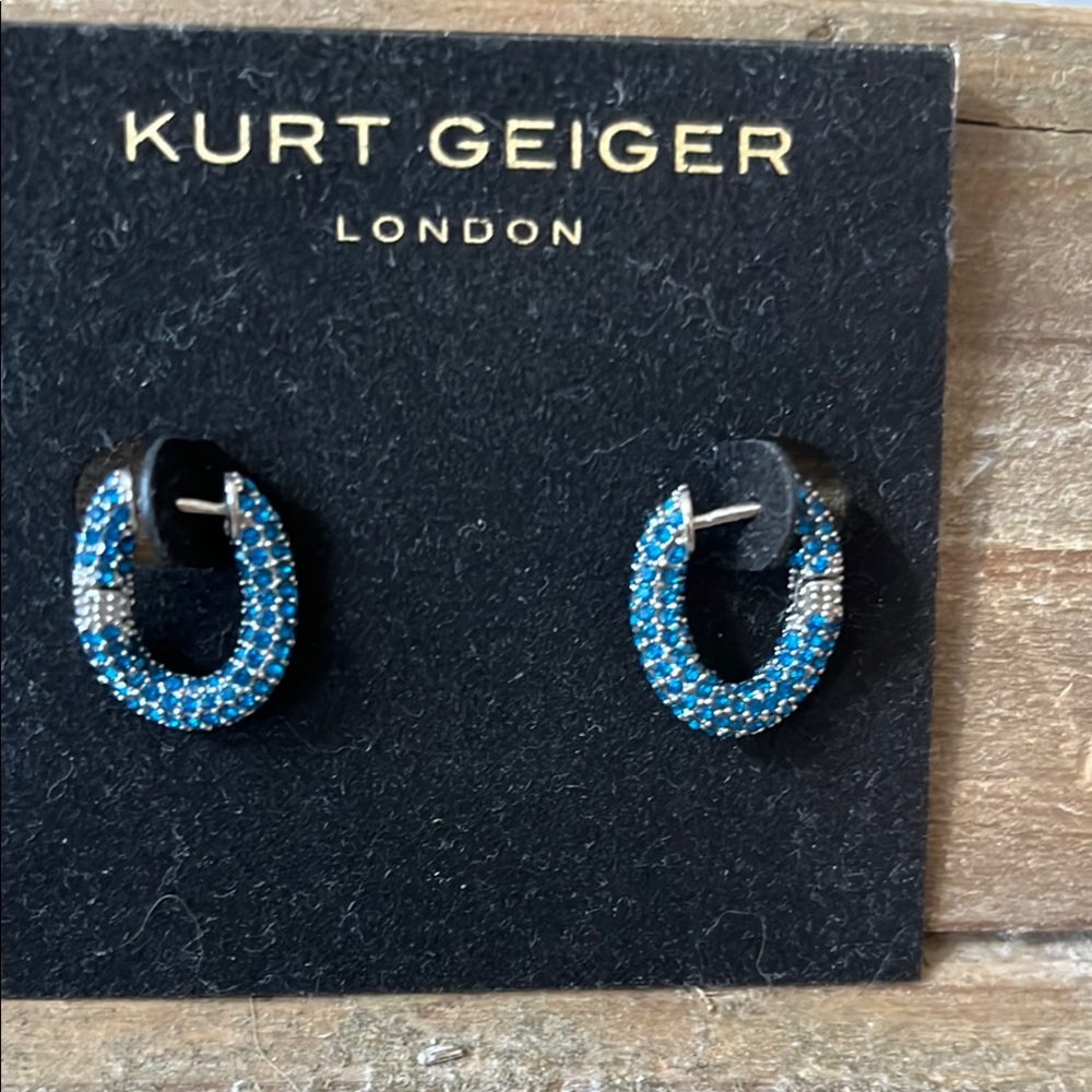 Kurt Geiger Blue Hoop Earrings with Vibrant Stones